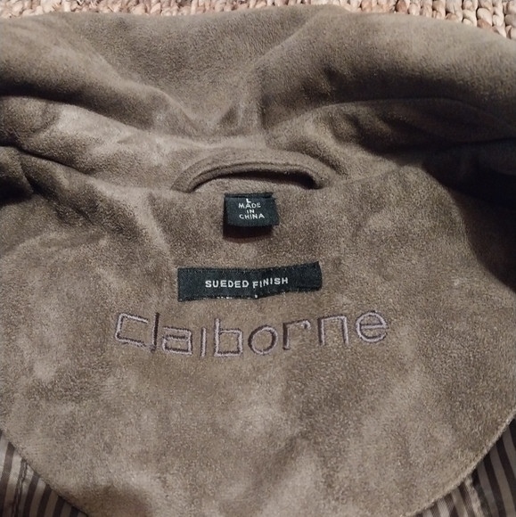 Gently worn mens suede finished brown to tan Claiborne jacket size large - Picture 3 of 7